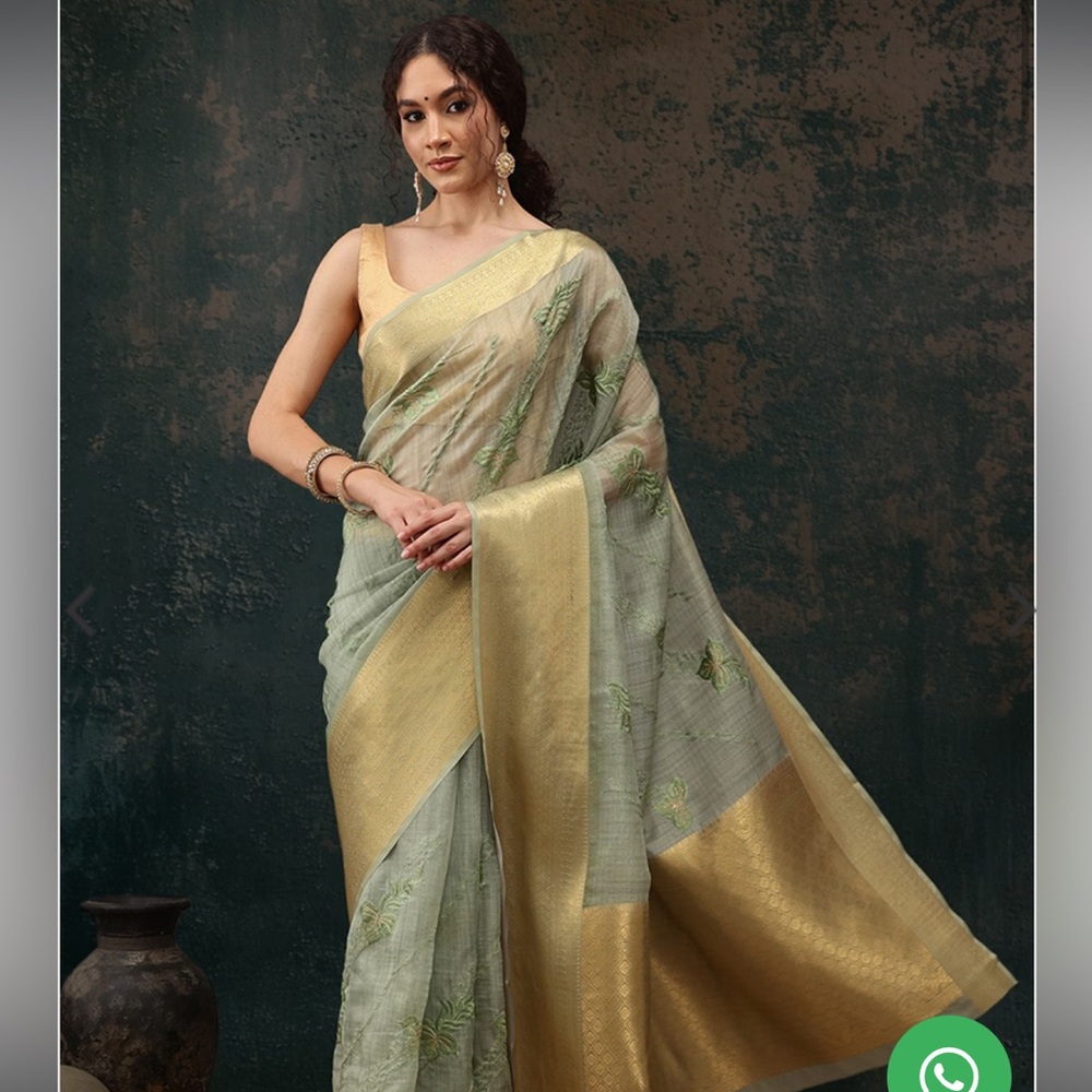 Pastel Green Saree with Blouse